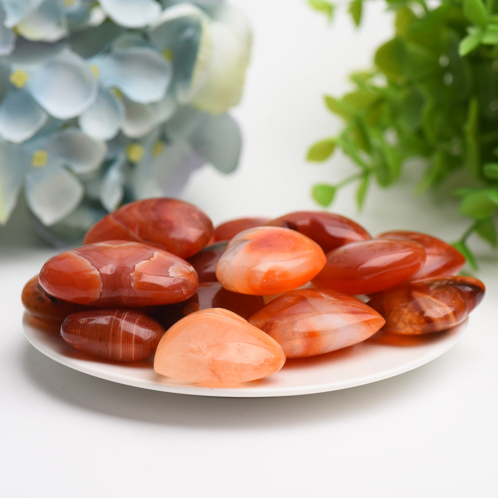 1.2"-1.5" Carnelian Heart Crytsal Carving Palm Stone Bag Bulk Wholesale  Wholesale Crystals