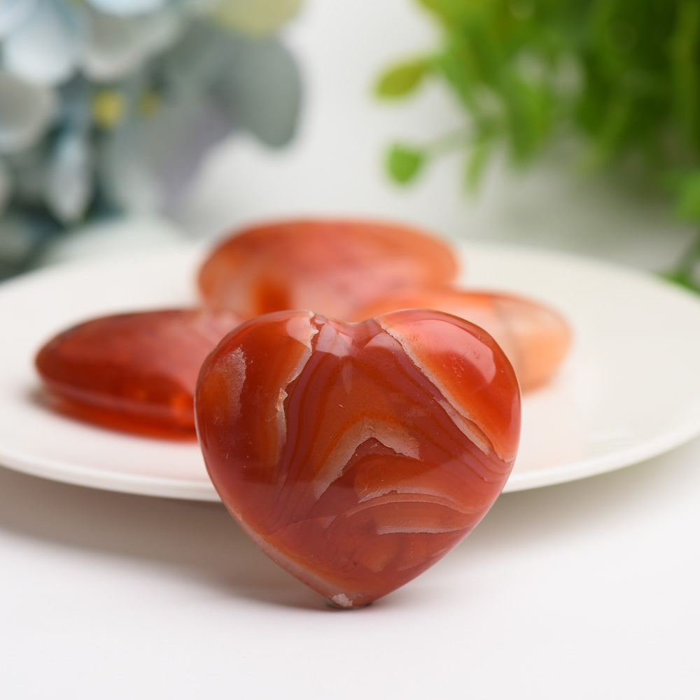 1.2"-1.5" Carnelian Heart Crytsal Carving Palm Stone Bag Bulk Wholesale  Wholesale Crystals