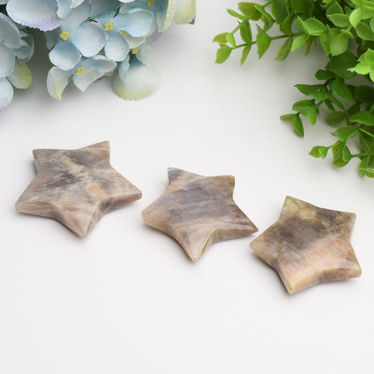 2.2" Peach Moon Stone Star Crystal Carving Bulk Wholesale  Wholesale Crystals