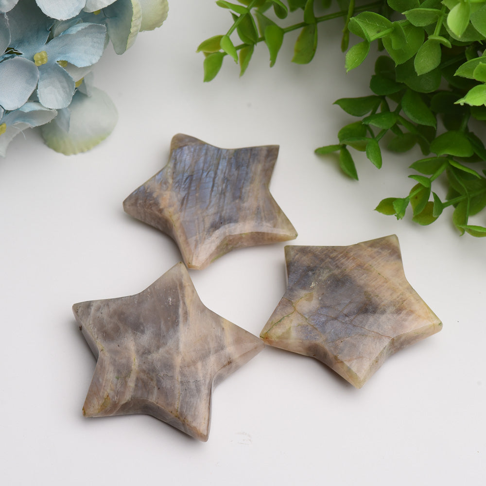 2.2" Peach Moon Stone Star Crystal Carving Bulk Wholesale  Wholesale Crystals