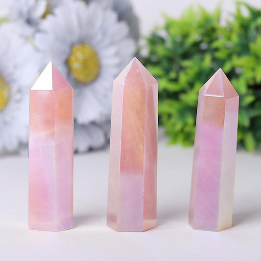 Wholesale Aura Rose Quartz Points for Collection Wholesale Crystals