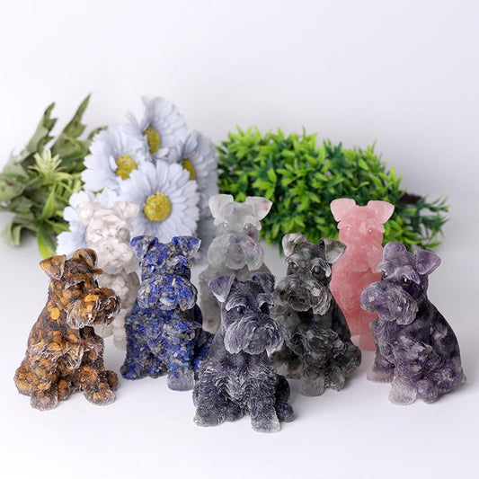 4.2" Crystal Chips Resin Schnauzer Carving for Decoration Wholesale Crystals