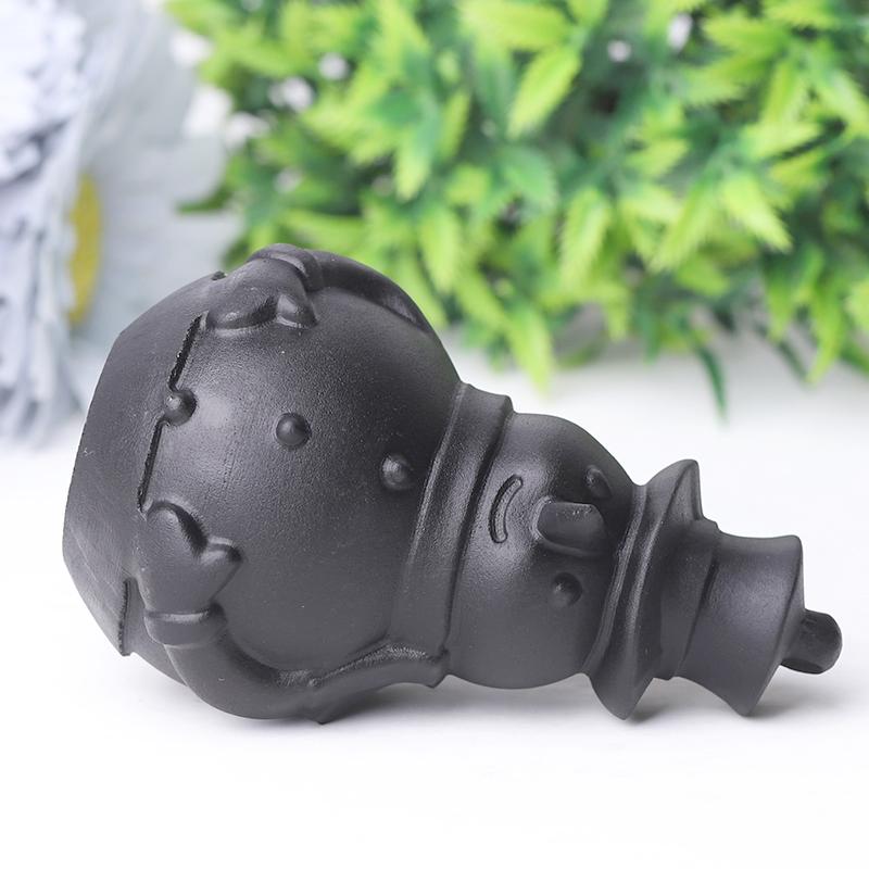 3.7" Black Obsidian Snowman Crystal Carvings Wholesale Crystals