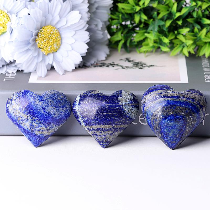 2.0-2.5" Lapis Heart Shape Crystal Carvings Wholesale Crystals