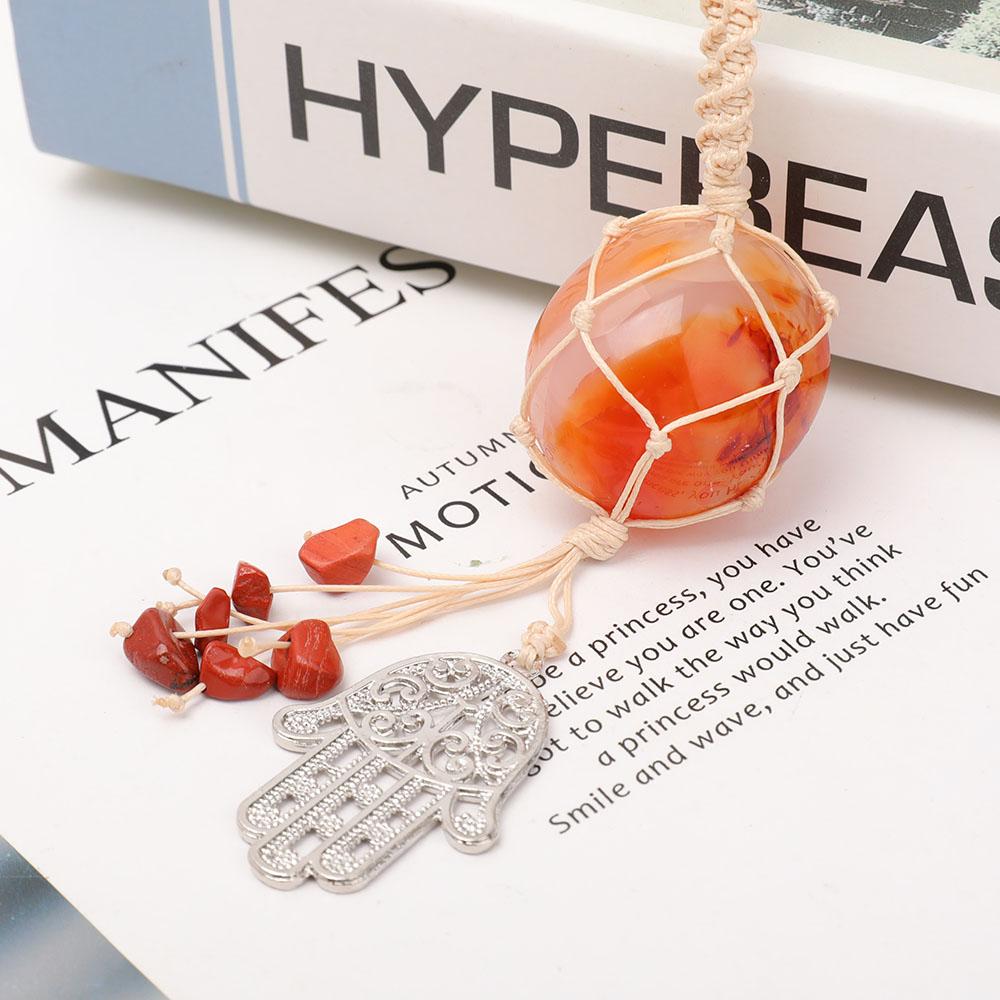 Straw Rope Wrapped Carnelian Stone Adjustable Necklace Wholesale Crystals