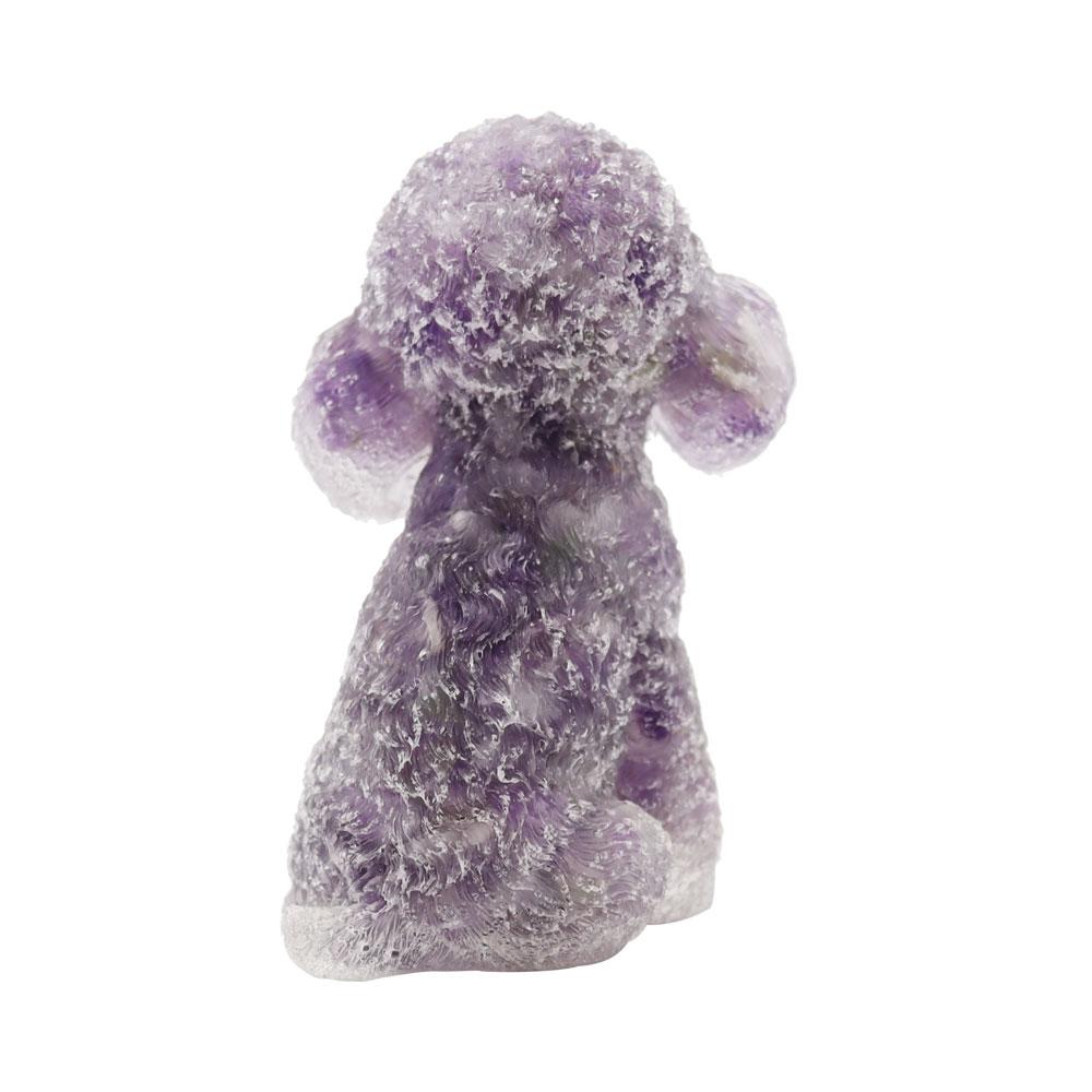 Resin Dog Figurines with Amethsyt Gravel Toy Poodle Wholesale Crystals