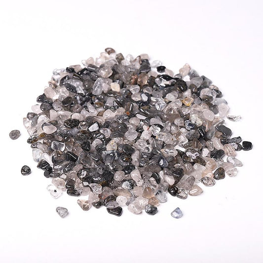 0.1kg Different Size Natural Blak Tourmaline in Quartz Chips Crystal Chips for Decoration Wholesale Crystals