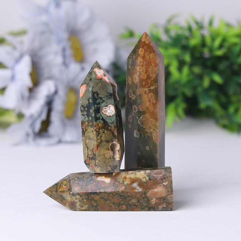 Hotsale Natural Rainforest Jasper Point Healing Crystal Tower Wholesale Crystals