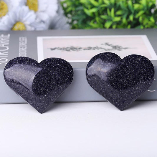 2.5-3.0" Blue Sandstone Heart Shape Crystal Carvings Wholesale Crystals