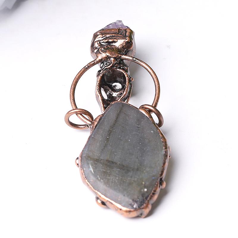 2.5" Labradorite with Amethyst Pendant for Jewelry DIY Wholesale Crystals