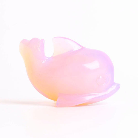 Pink Opalite Dolphin Carving Decoration Wholesale Crystals