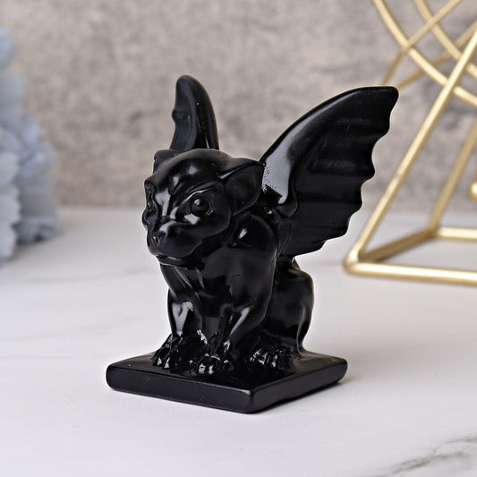 3" Black Obsidian Gargoyle Crystal Carvings Wholesale Crystals