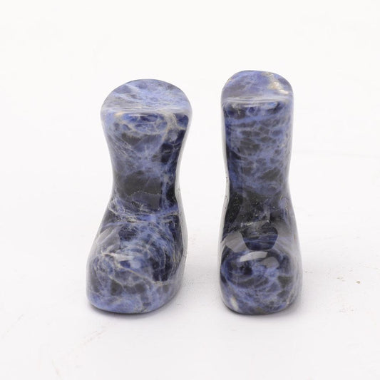 1.5" Set of 2 Sodalite Christmas Boots Carvings Wholesale Crystals