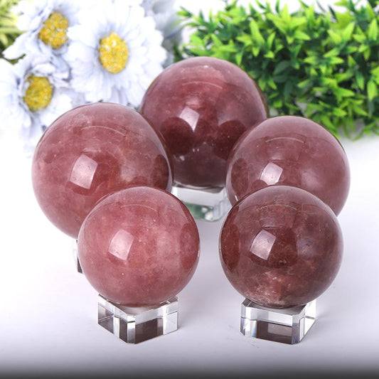 2.0"-4.5" Strawberry Quartz Sphere Wholesale Crystals