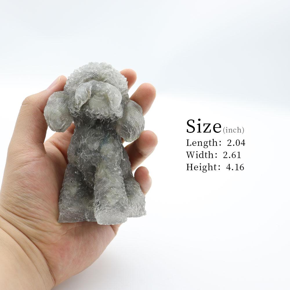 Resin Dog Figurines with Labradorite Gravel Toy Poodle for Kids Gifts Wholesale Crystals