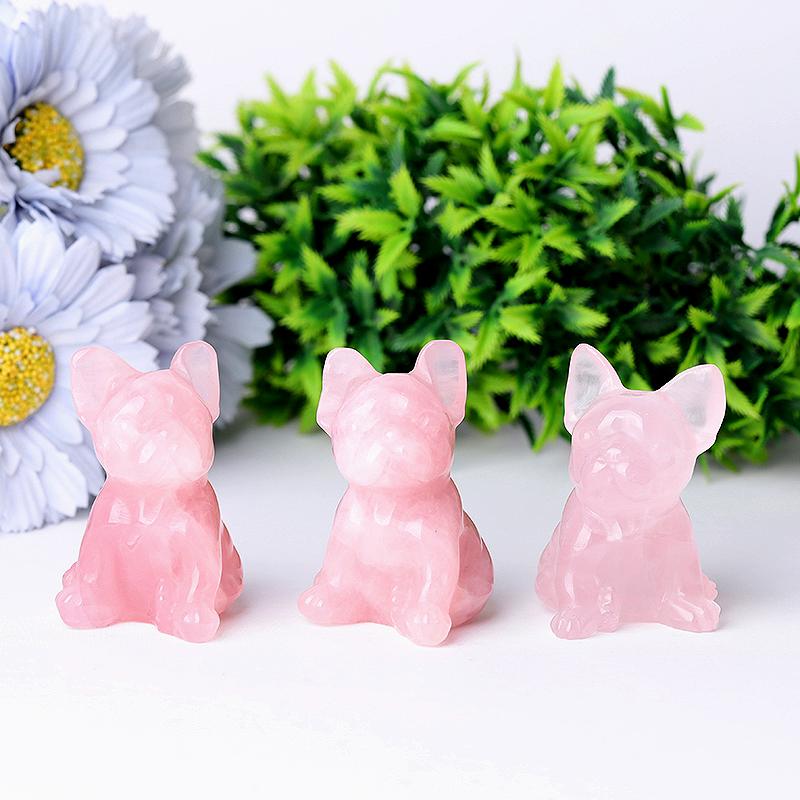 Rose Quartz Dog Crystal Carvings Wholesale Crystals