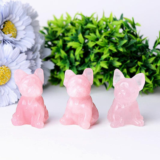 Rose Quartz Dog Crystal Carvings Wholesale Crystals