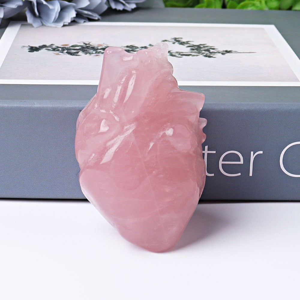 2.6" Rose Quartz Heart Crystal Carvings Wholesale Crystals