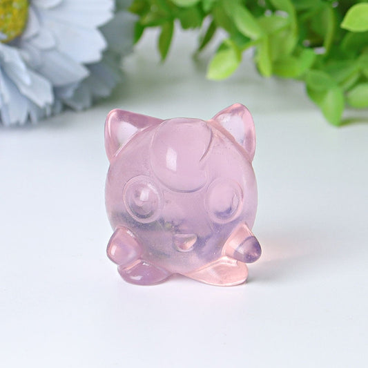 1.6" Pink Opalite Jiggly Puff Crystal Carvings Wholesale Crystals