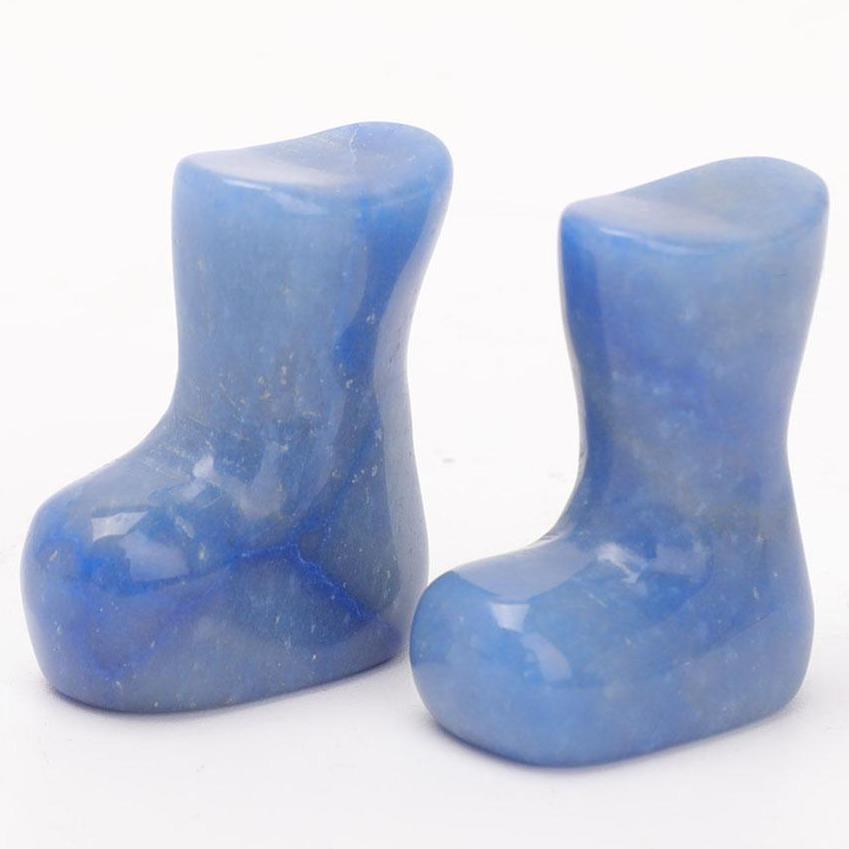 1.5" Set of 2 Blue Aventurine Boots Carvings for Christams Decor Wholesale Crystals