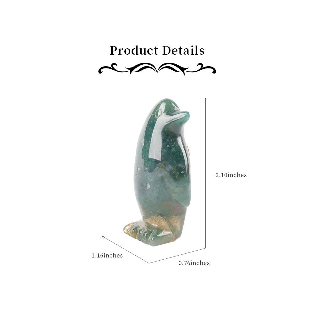 2" Moss Agate Crystal Carving Penguin Free Form Wholesale Crystals