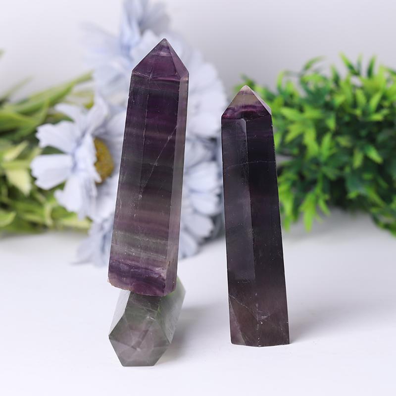 Natural Rainbow Fluorite Points Crystal Tower for Collection Wholesale Crystals