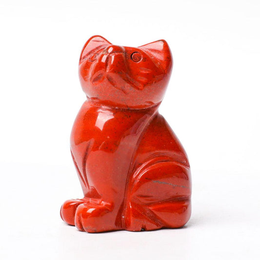 1.5" Red Jasper Cat Figurine Crystal Carvings Wholesale Crystals