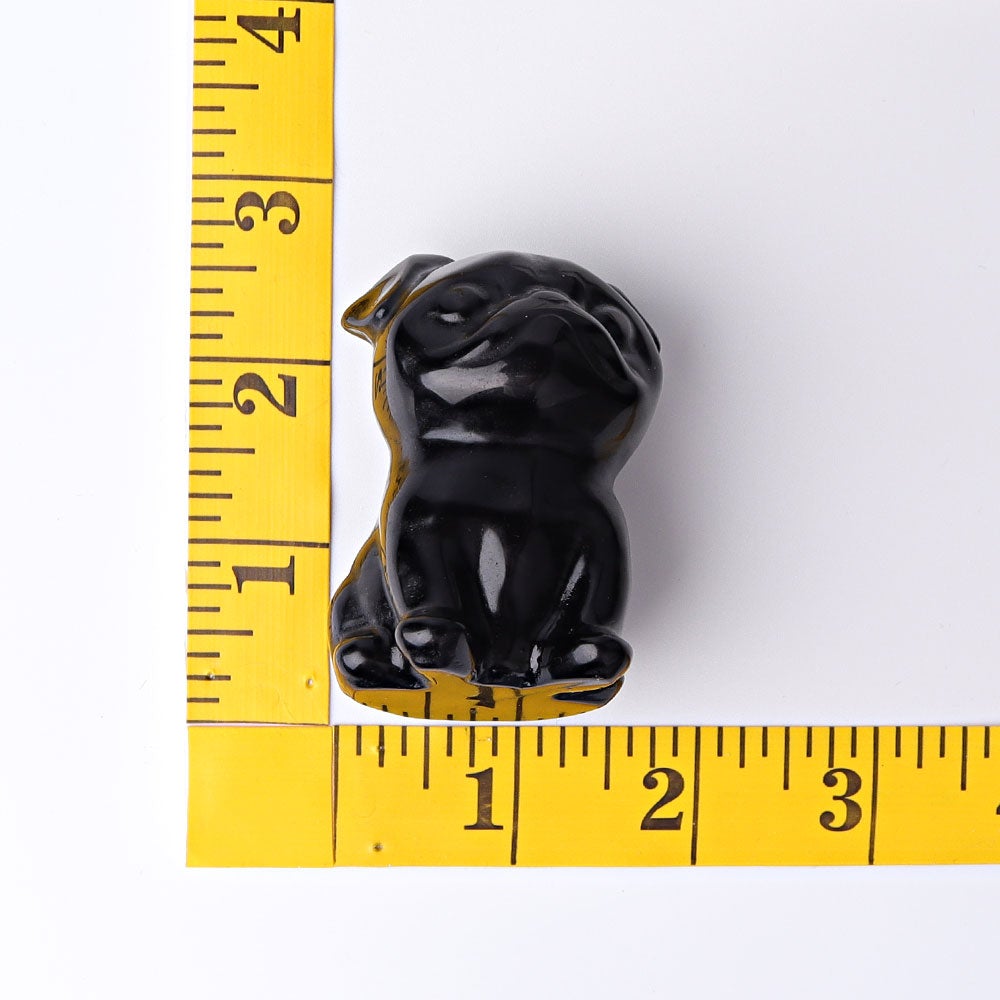 2.3" Black Obsidian Pug Dog Crystal Carvings Wholesale Crystals