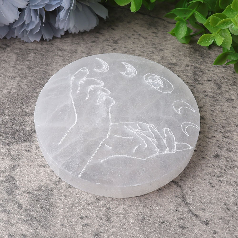 4" Selenite Coaster with Printing Wholesale Crystals