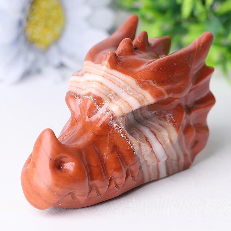 3" Red Jasper Dragon Head Crystal Carvings Wholesale Crystals