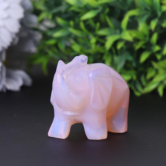 3" Pink Opalite Elephant Crystal Carvings Wholesale Crystals