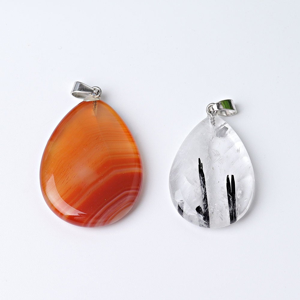 1.5" Carnelian Black Tourmaline Water Drop Pendant Wholesale Crystals