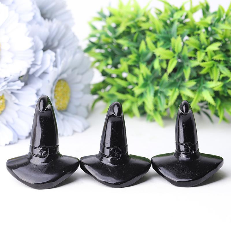 2.25" Black Obsidian Witch's Hat Crystal Carvings Wholesale Crystals