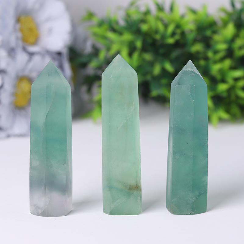 Natural Green Fluorite Point Healing Tower Wholesale Crystals