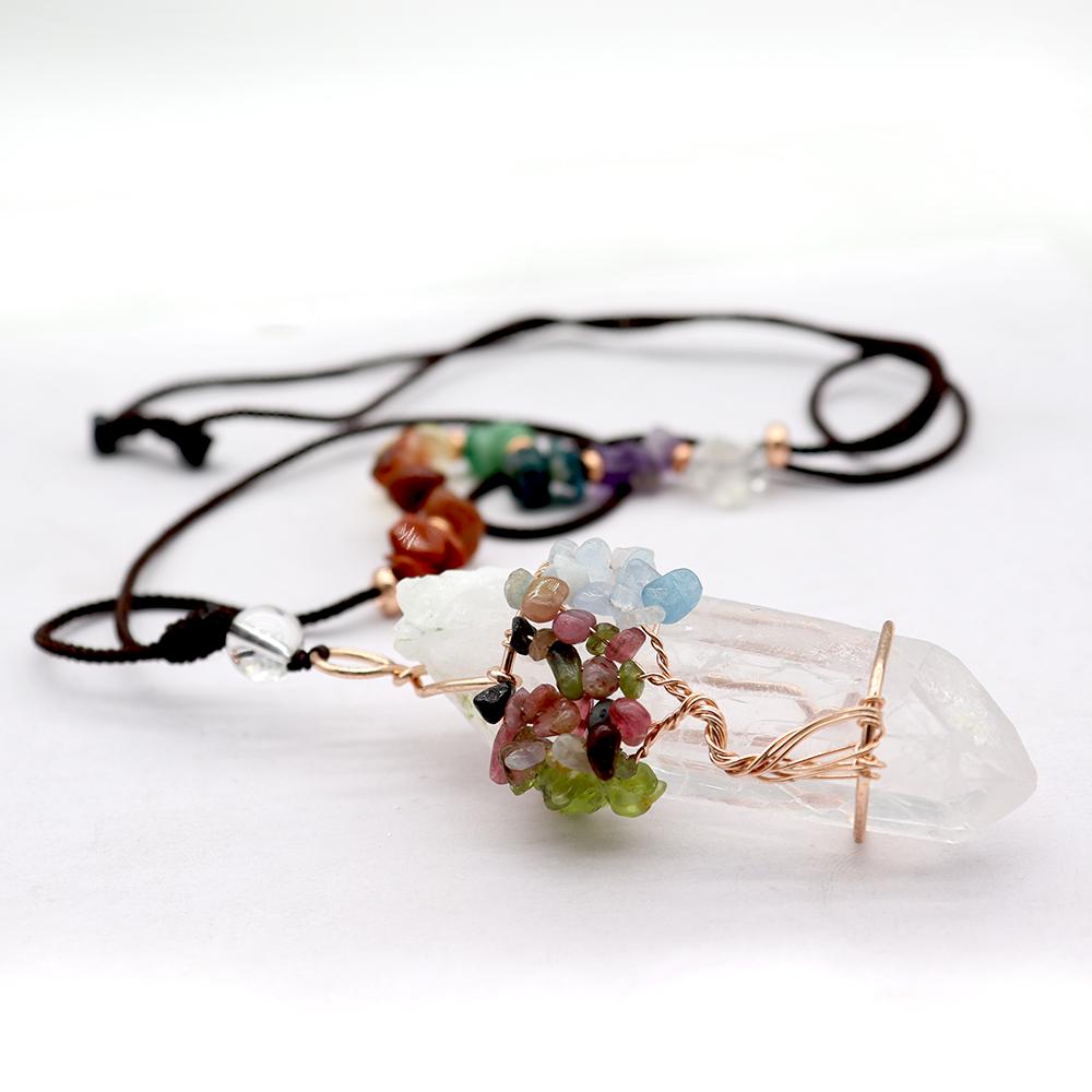 Clear Quartz Life Tree Chakra Necklace Wholesale Crystals