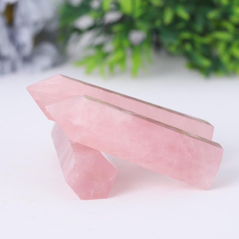 Natural Rose Quartz Point Healing Crystal Tower Wholesale Crystals