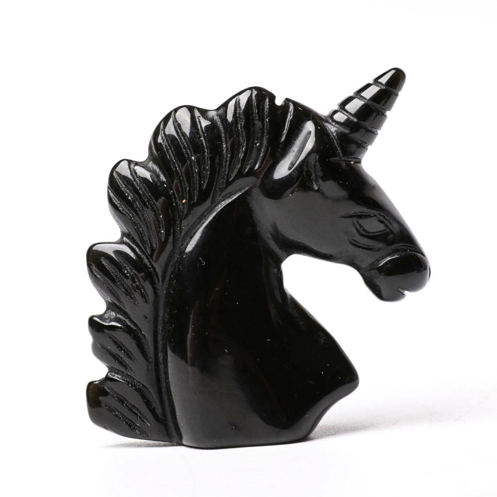 2.0" Black Obsidian Unicorn Crystal Carvings Wholesale Crystals