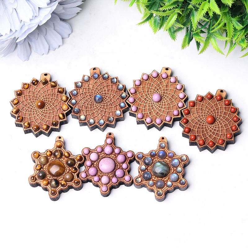 Wooden Chakra Crystal Pendant Wholesale Crystals