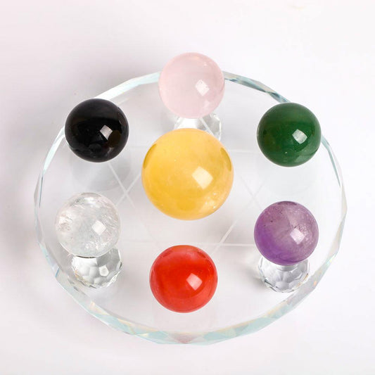 Chakra Sphere With Glass Chakra Stand Full Set Wholesale Crystals