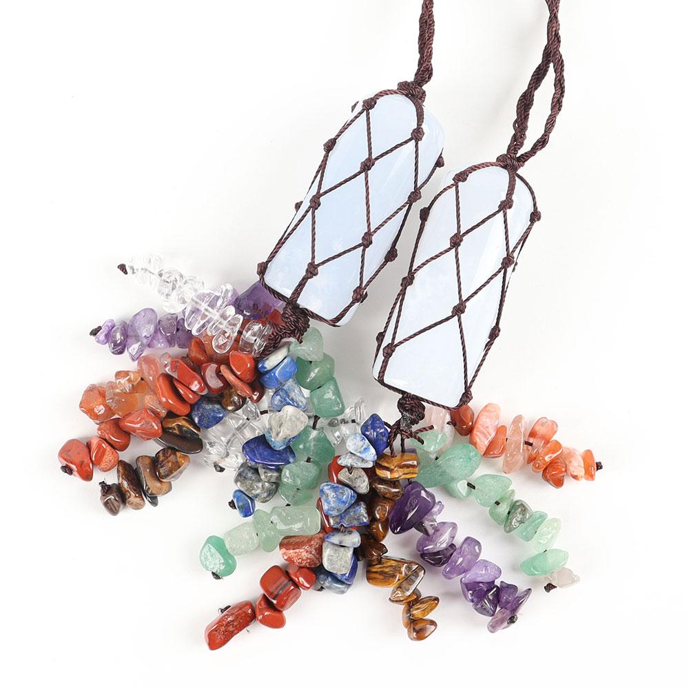 Natural Raw Clear Crystal Healing Stone Chakra Tassels Hanging Ornament Wholesale Crystals