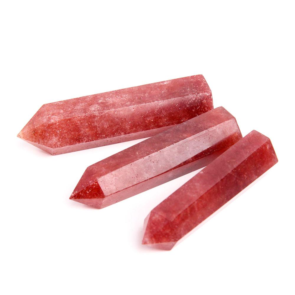 Set of 3 Strawberry Quartz Crystal Point Wholesale Crystals