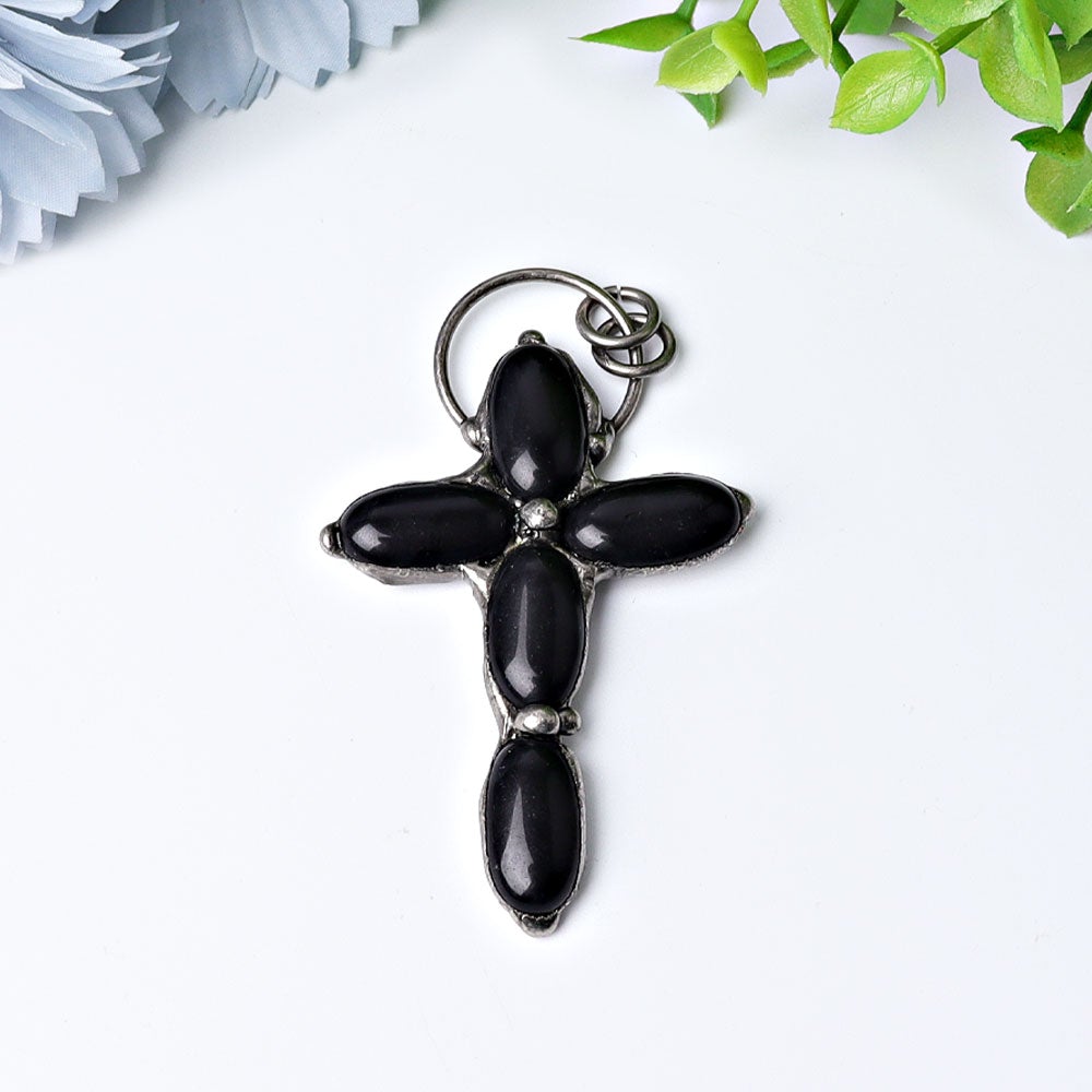 3" Black Obsidian Pendant for Jewelry DIY Wholesale Crystals