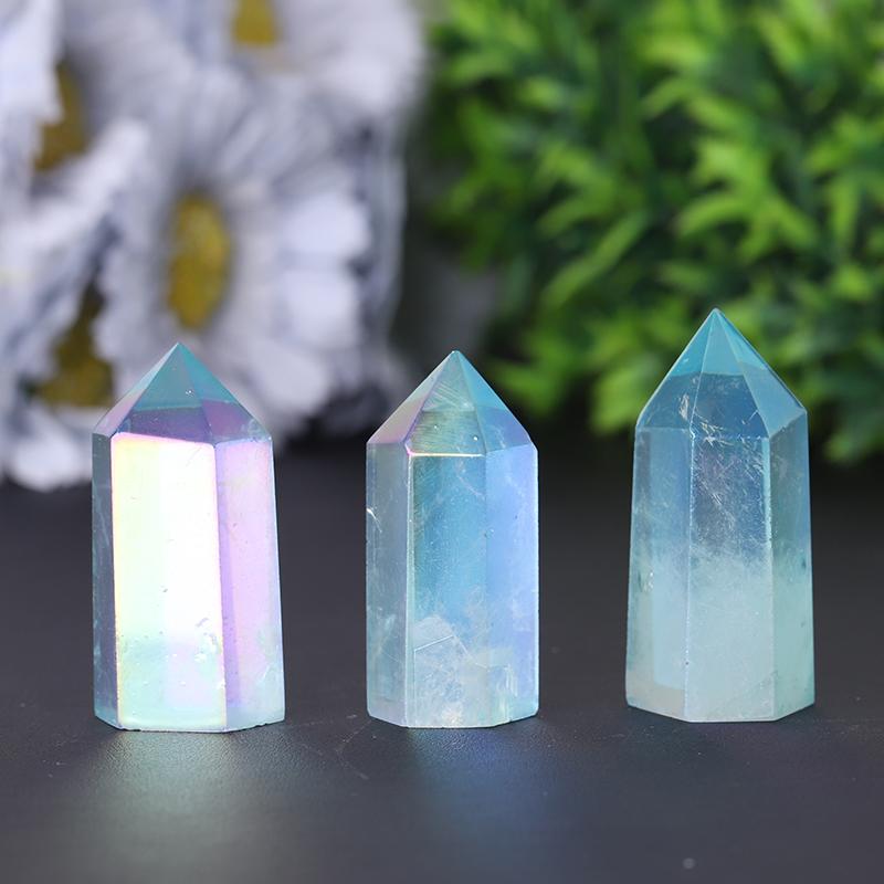 Wholesale Natural Blue Angel Aura Clear Quartz Crystal Points Healing Crystals Wholesale Crystals
