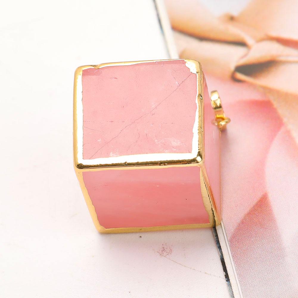 Rose Quartz Cube Pendant Wholesale Crystals