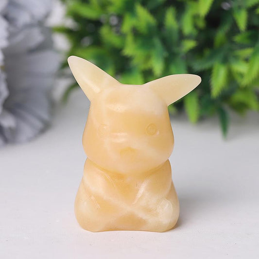 2" Orange Calcite Pikachu Crystal Carvings Wholesale Crystals