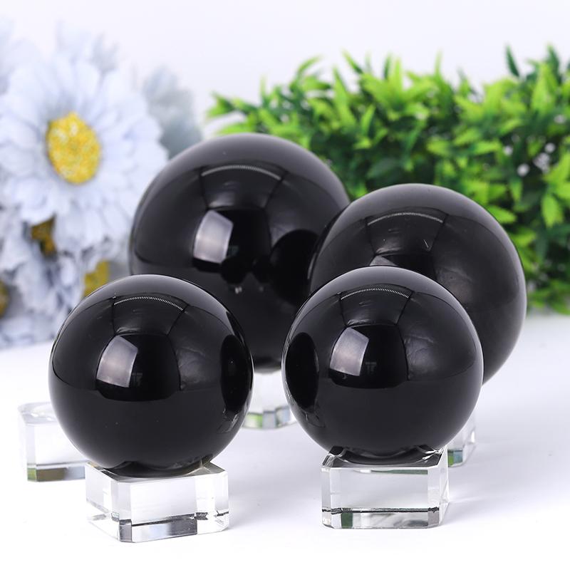 2.0"-4.0" Black Obsidian Sphere Wholesale Crystals