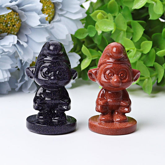 2.1" Blue Golden Sandstone Smurfs Crystal Carvings Wholesale Crystals