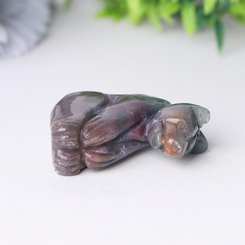 2" Moss Agate Bear Crystal Carving Wholesale Crystals