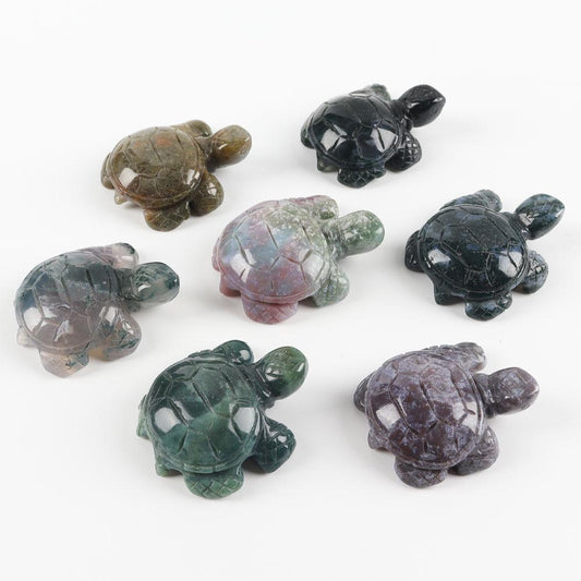 Crystal Carving Moss Agate Turtle Figurine Wholesale Crystals