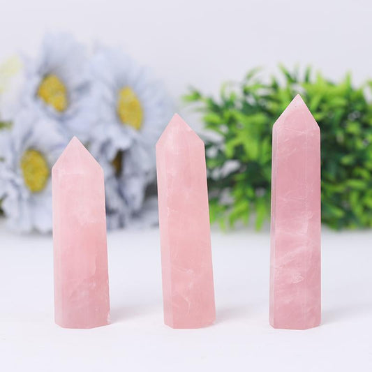 Natural Rose Quartz Point Healing Crystal Tower Wholesale Crystals